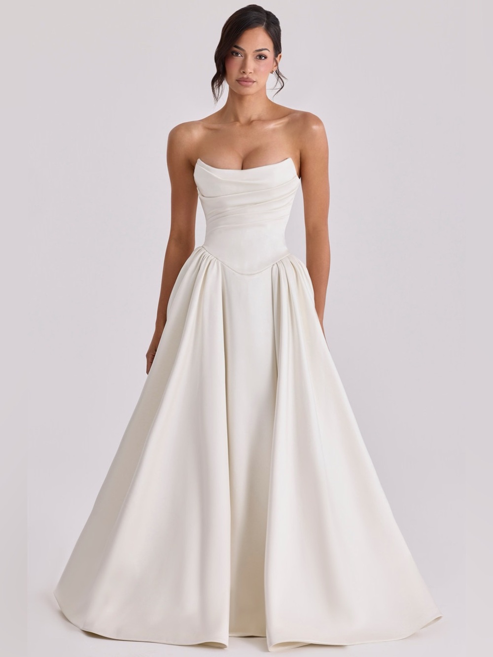 House of CB JELENA Ivory Satin Basque Waist Corset Bridal Gown NWOT